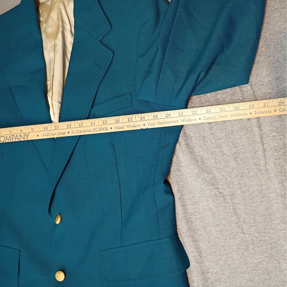 Michael Sterns Vintage Mens Teal Blue Blazer Gold Crest Buttons Made in USA - Picture 8 of 13